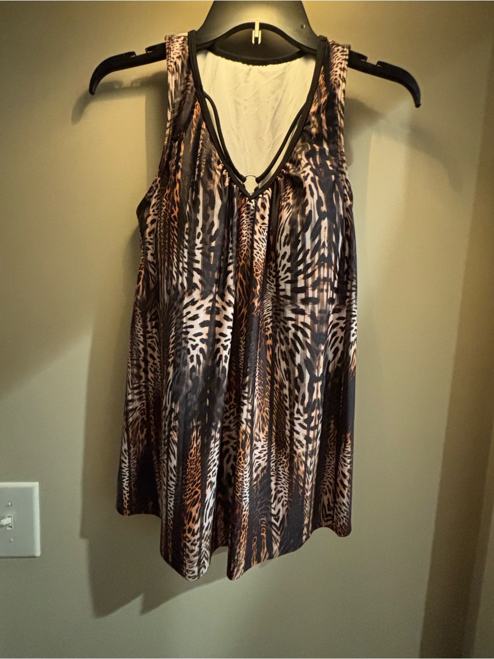 Animal print tankini top or can be worn out and paired with jeans or a skirt